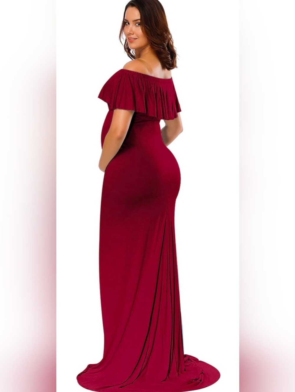 Wine Red Off-Shoulder Maxi Dress Sz S